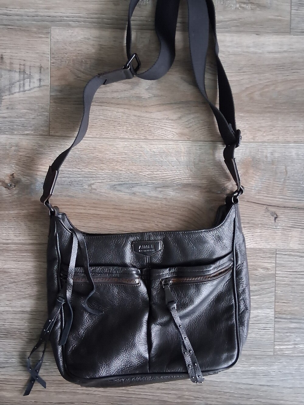 Aimee Kestenberg Black NWOT  Leather Pocket Crossbody Satchel Tassels Fringe